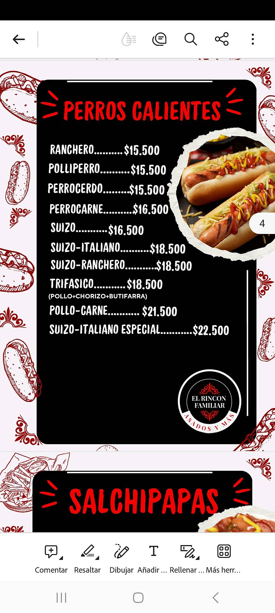 El Rincon Familiar меню
