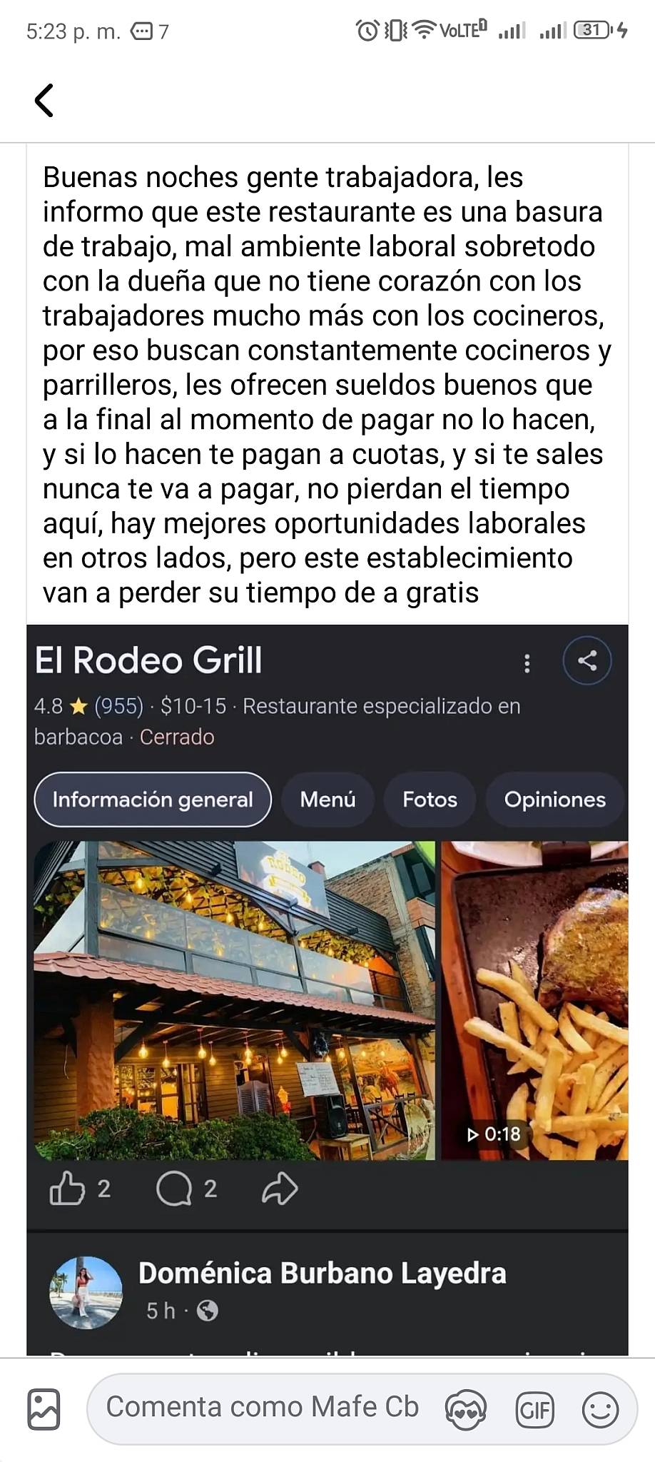 El Rodeo Grill меню