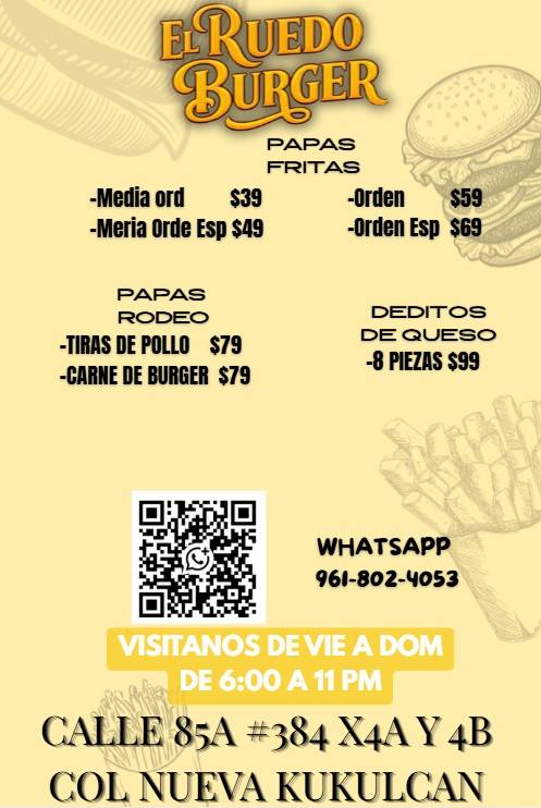El Ruedo Burger меню