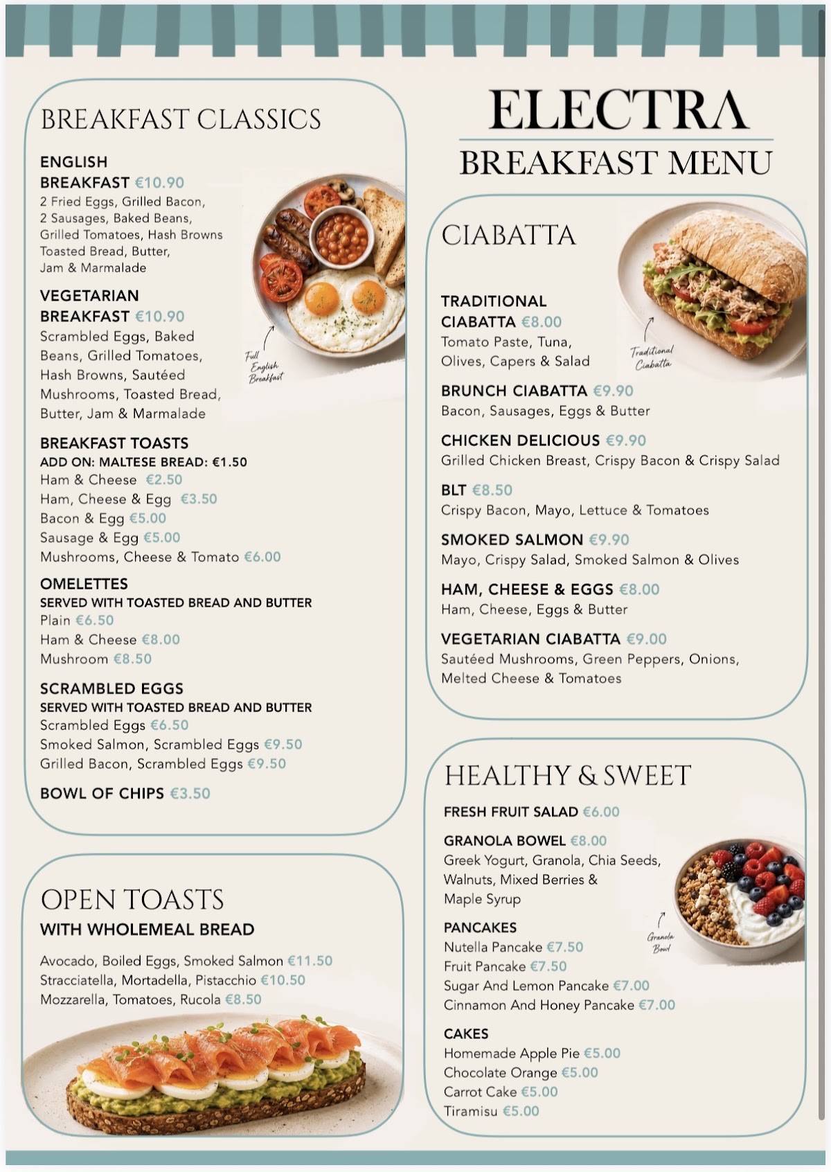 Electra Cafeteria & Restaurant меню
