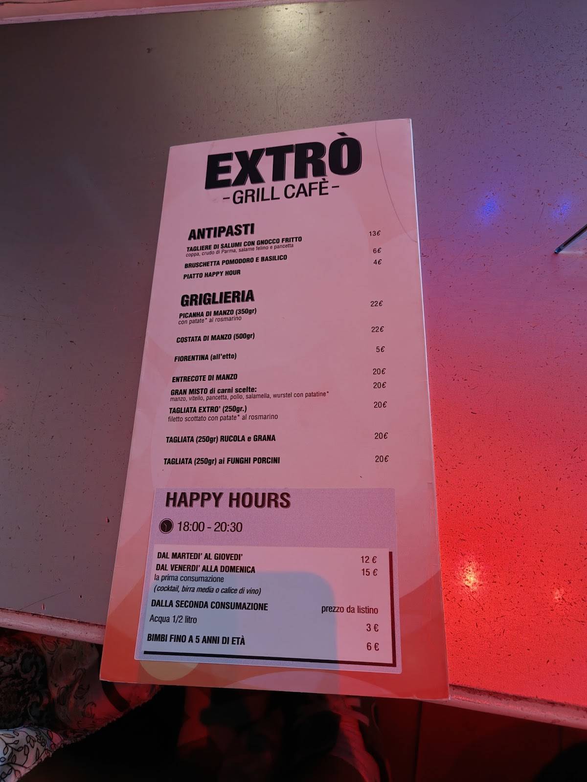 Extrò Grill Cafè меню