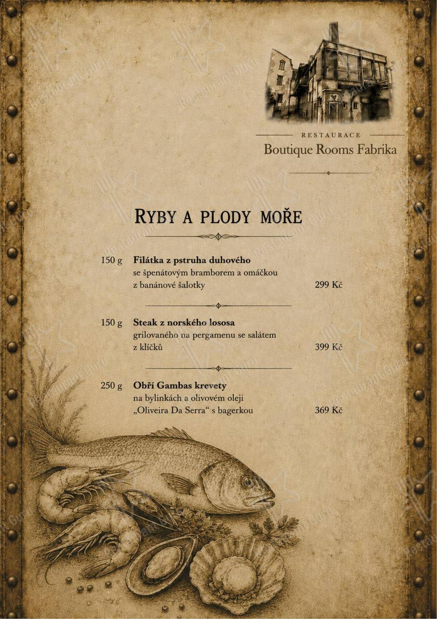 Restaurace & Boutique Rooms Fabrika в Дечине - Меню напитков