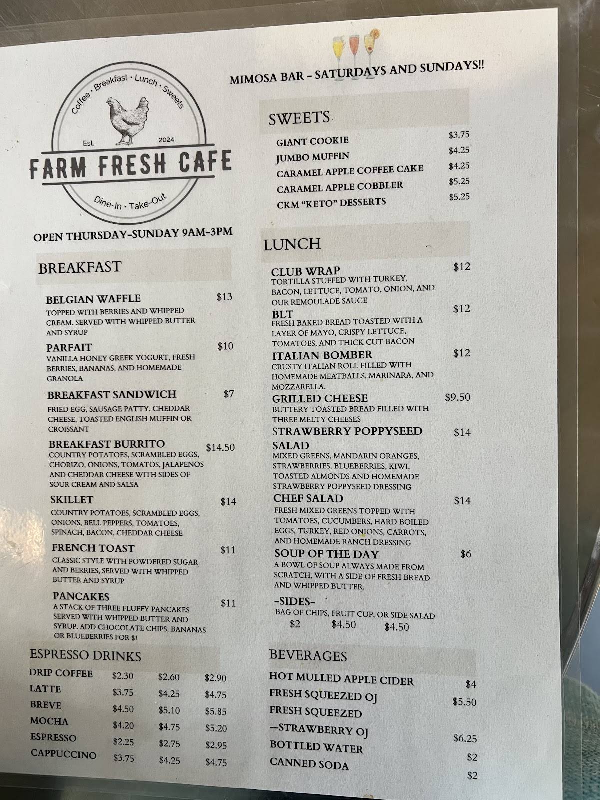 Farm Fresh Cafe меню