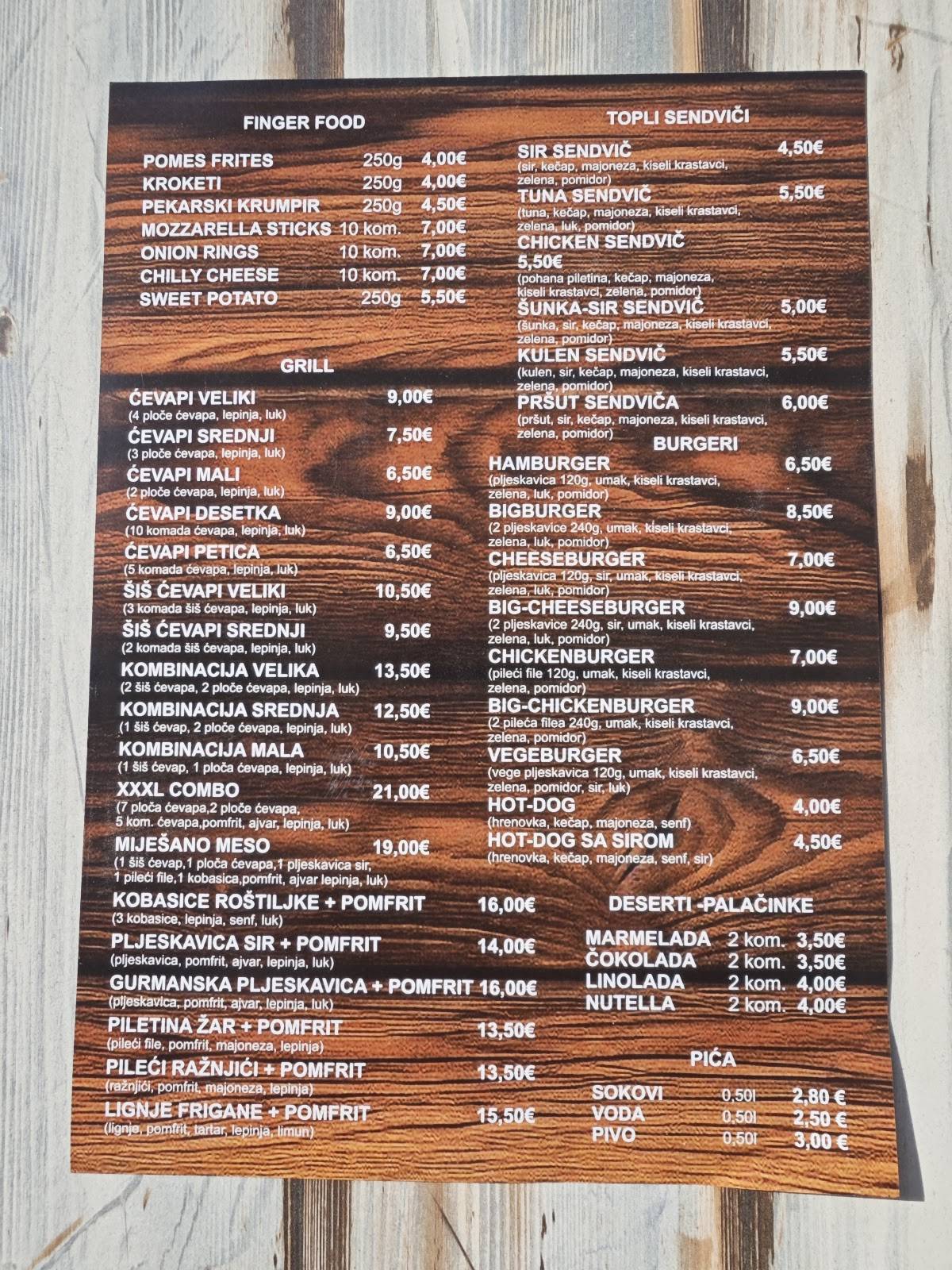 Fast Food Restaurant "Skip" меню