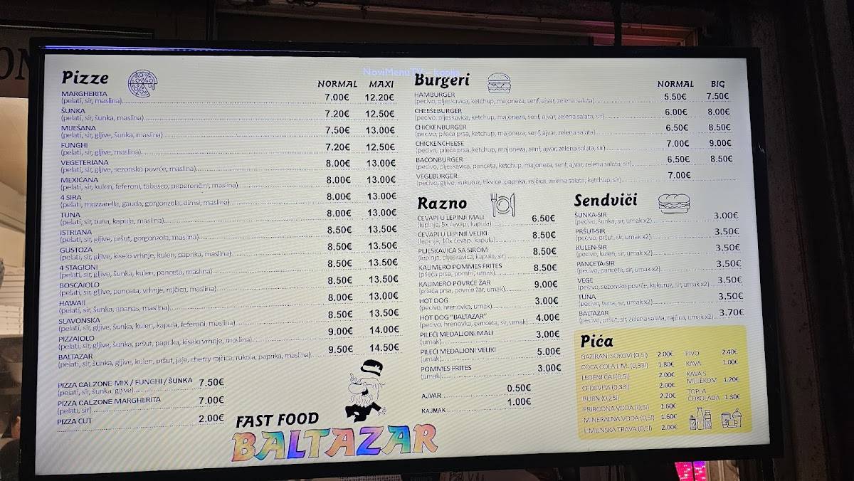 Fast food Baltazar меню
