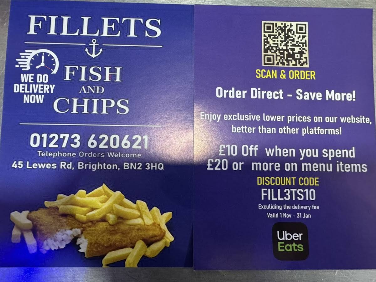 Fillets Fish & Chips Brighton меню
