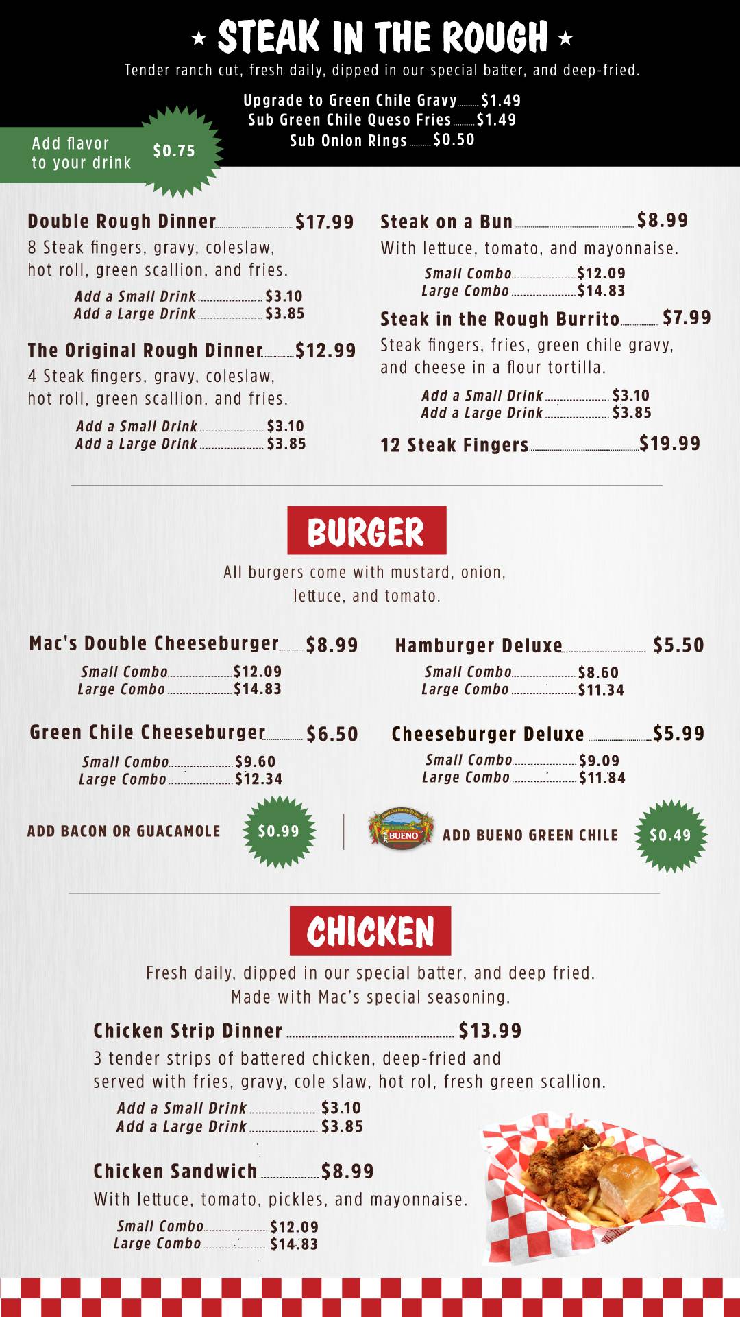 Mac's Steak in the Rough меню