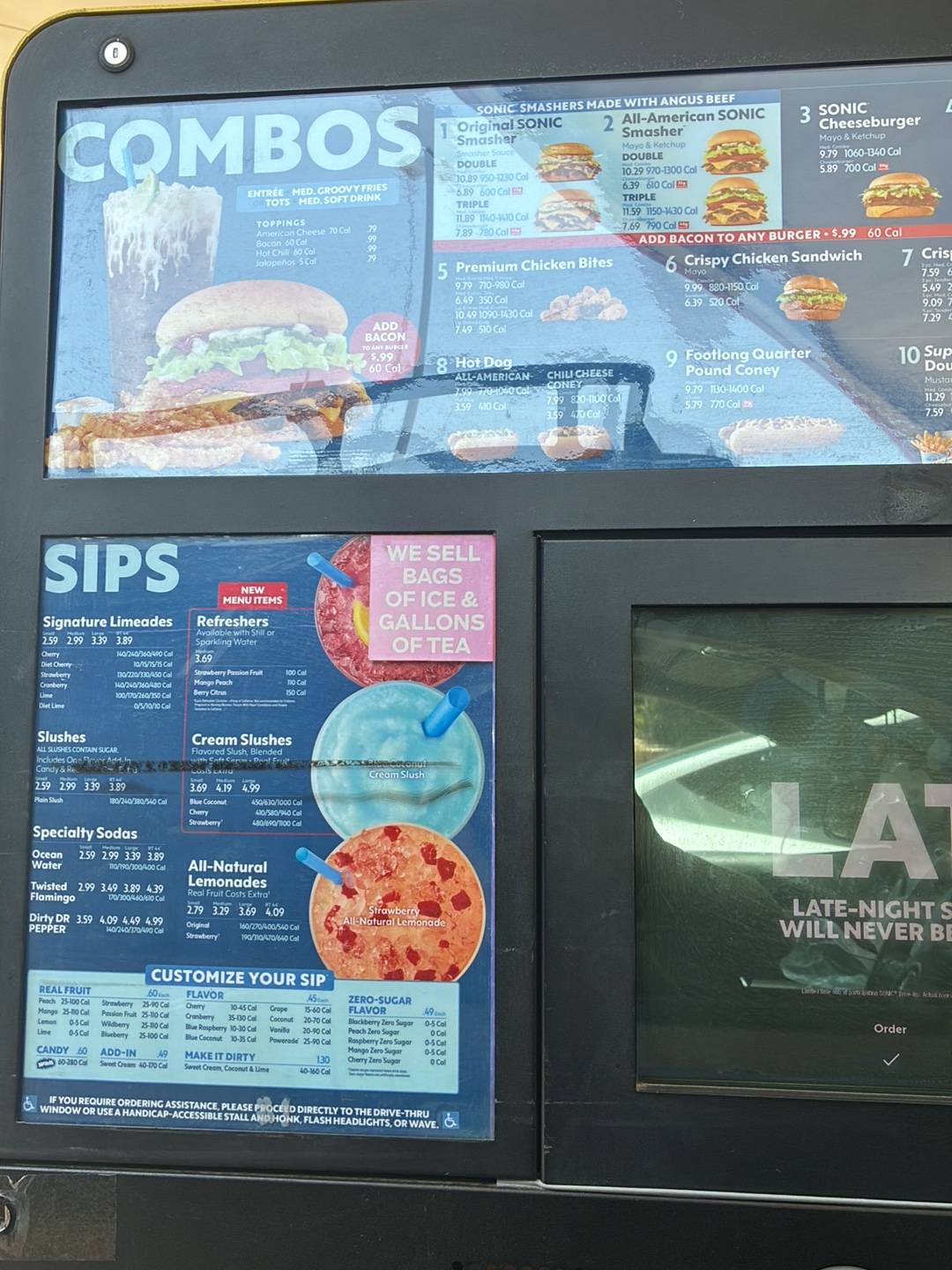 Sonic Drive-In меню