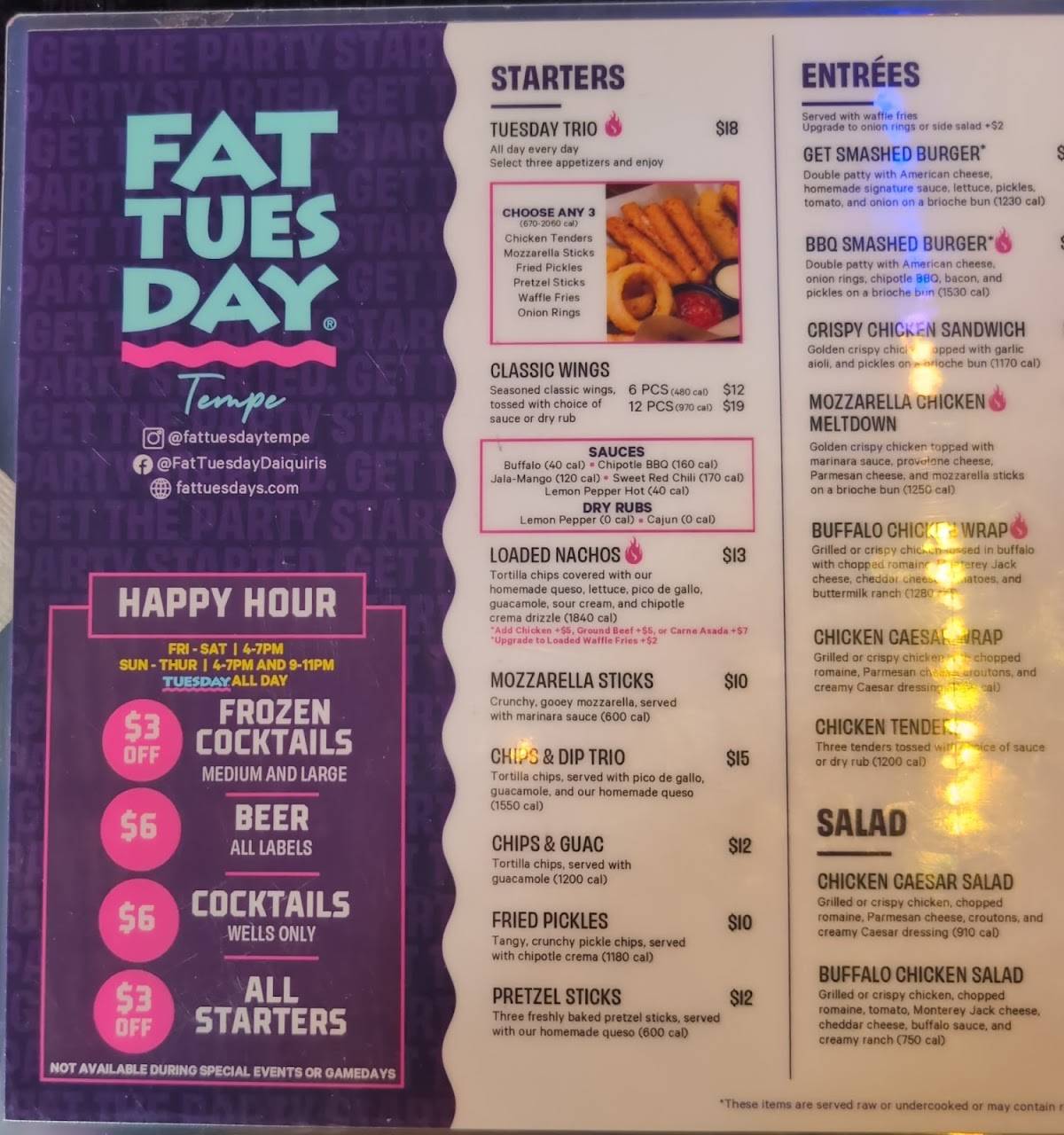 Fat Tuesday меню