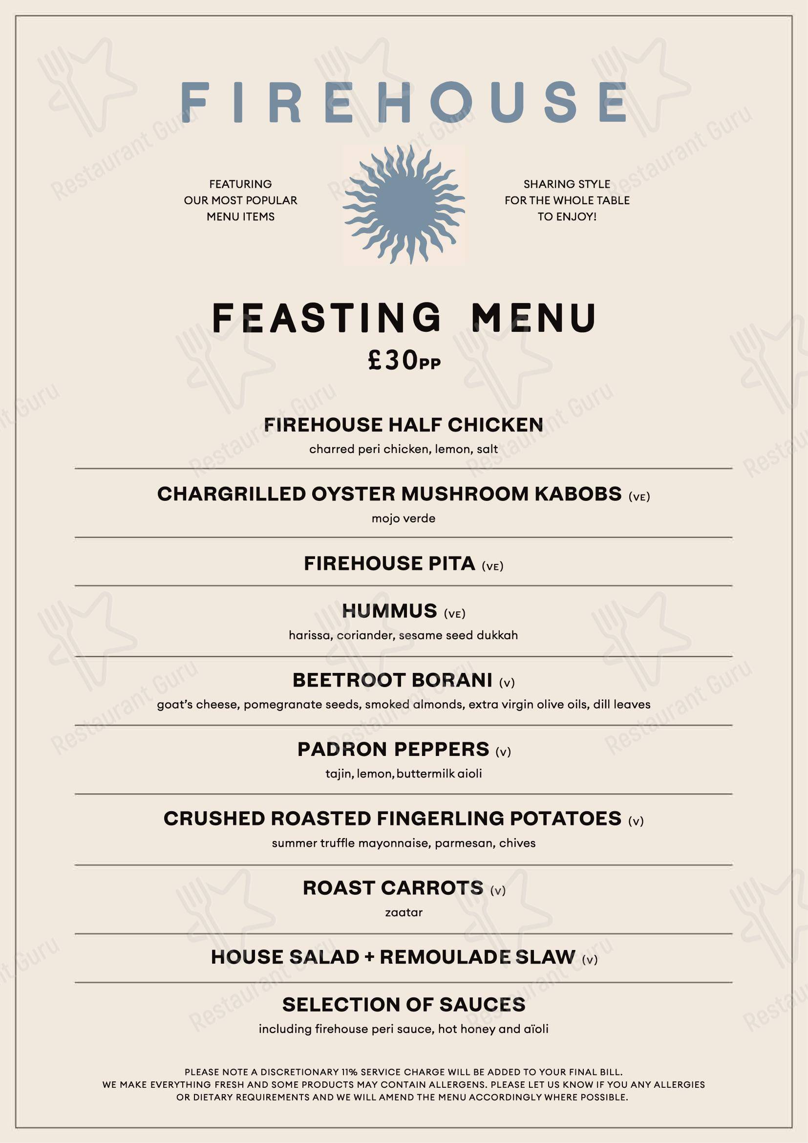 Takeaway Menu ресторана Firehouse Manchester в Манчестере