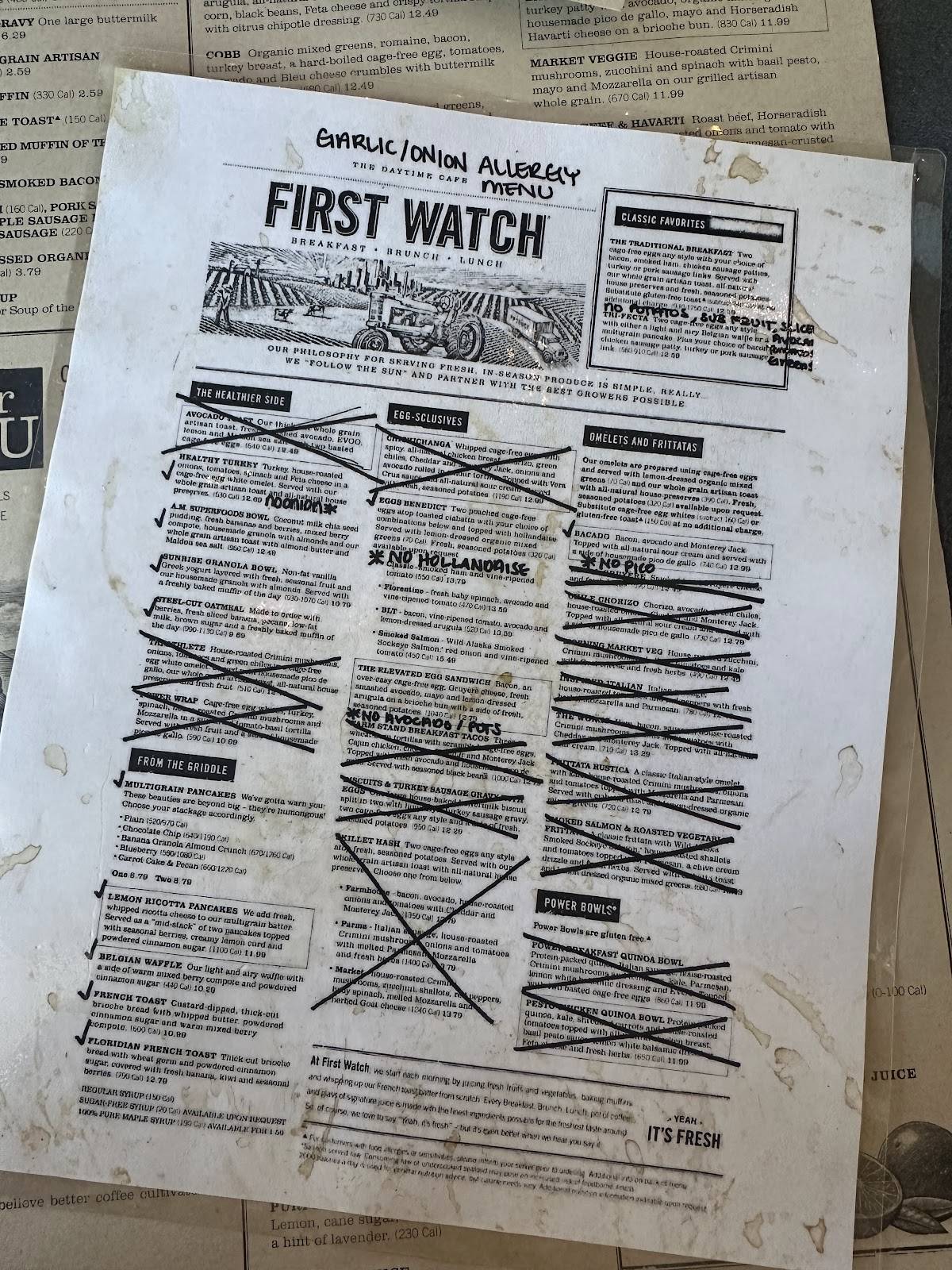 First Watch меню