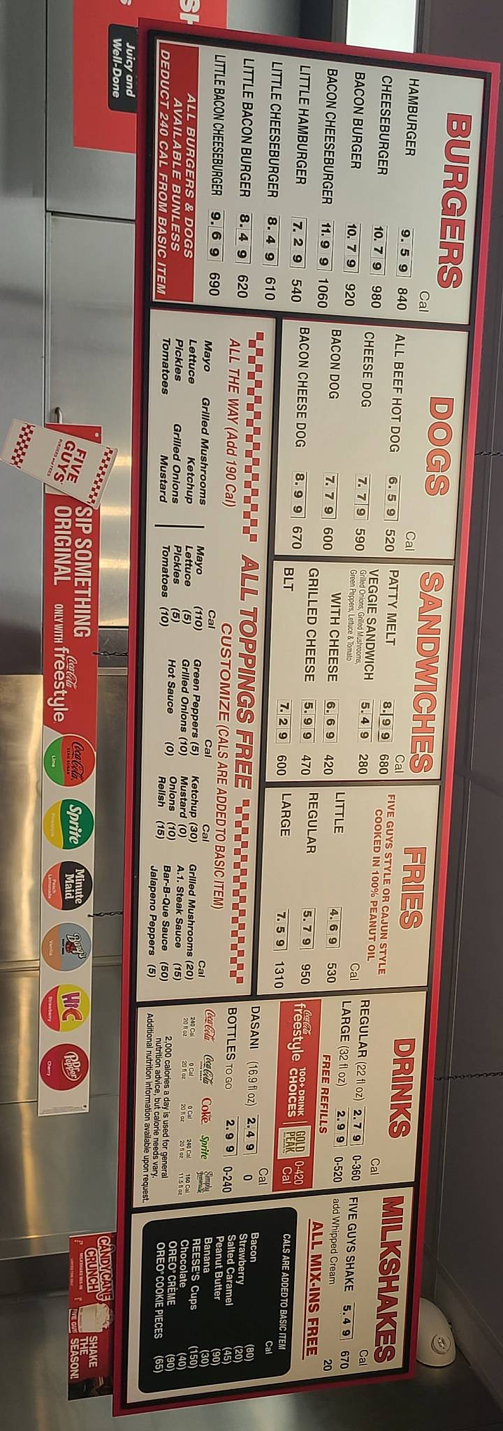 Five Guys меню