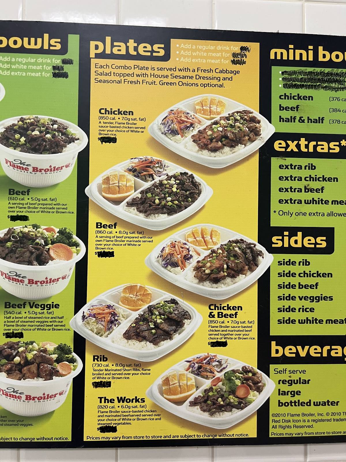 Flame Broiler меню