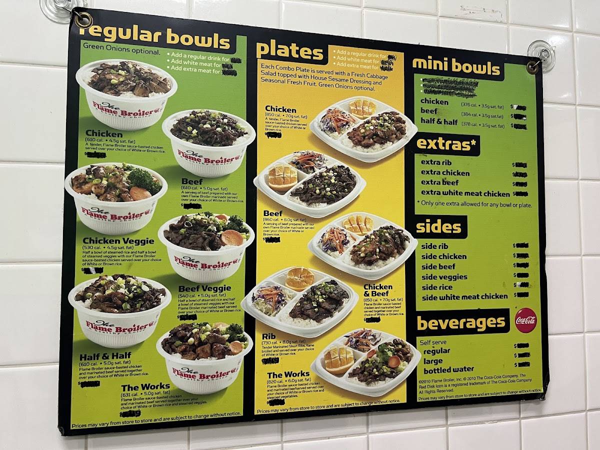Flame Broiler меню