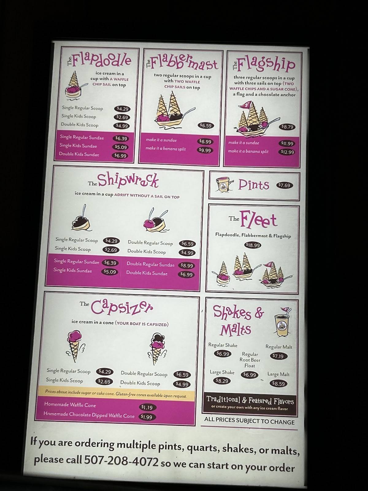 Flapdoodles Ice Cream меню