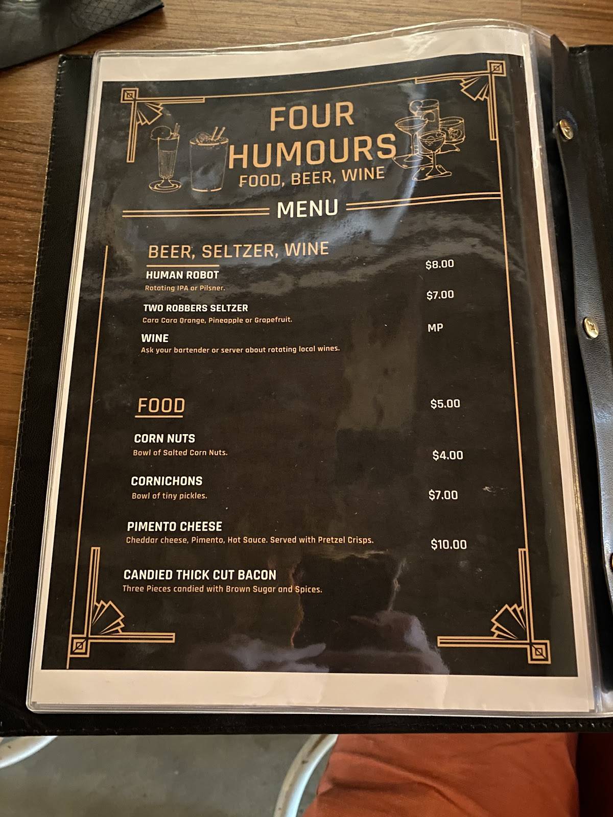 Four Humours меню