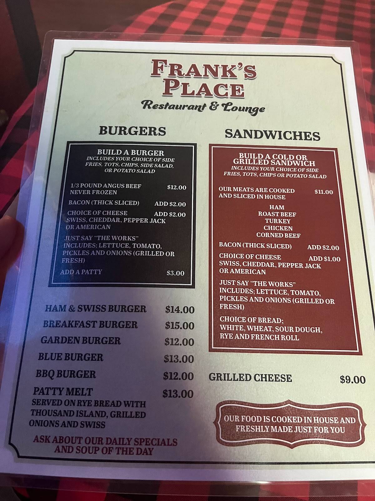 Frank's меню
