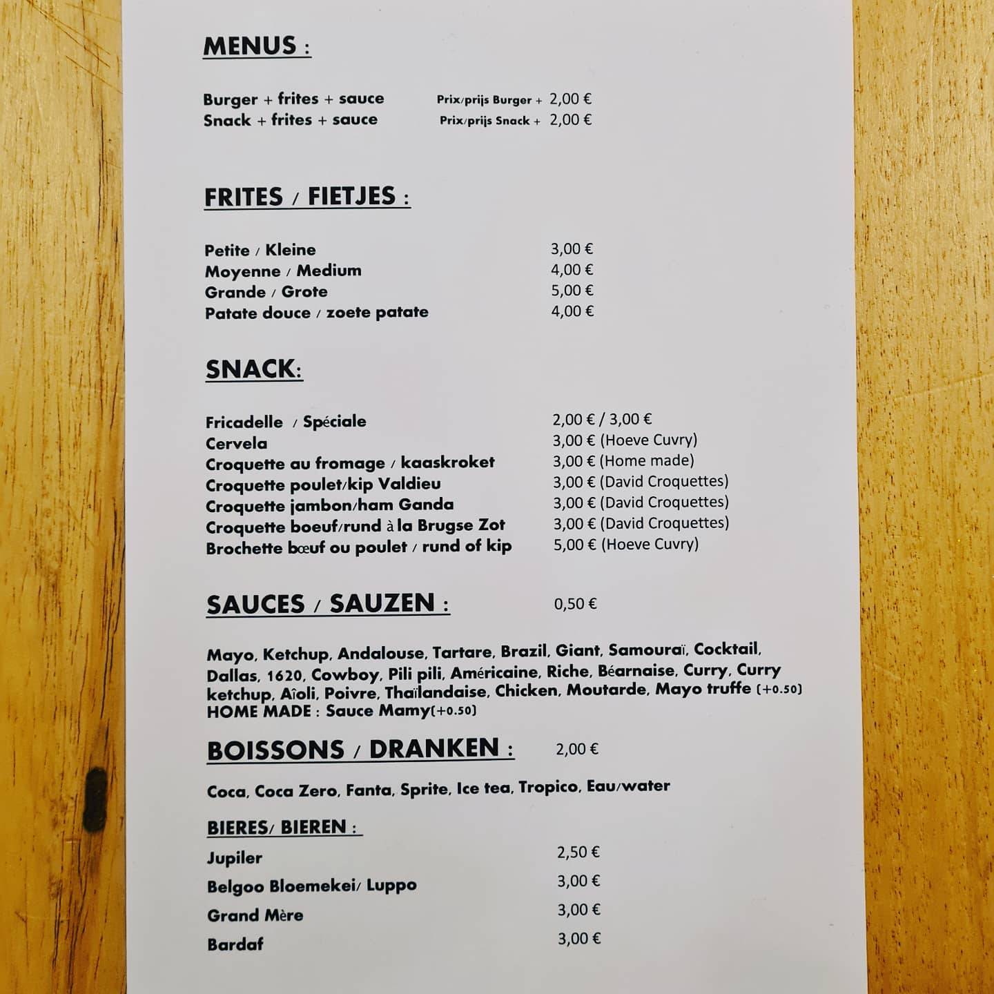 Fritkot Alsemberg меню