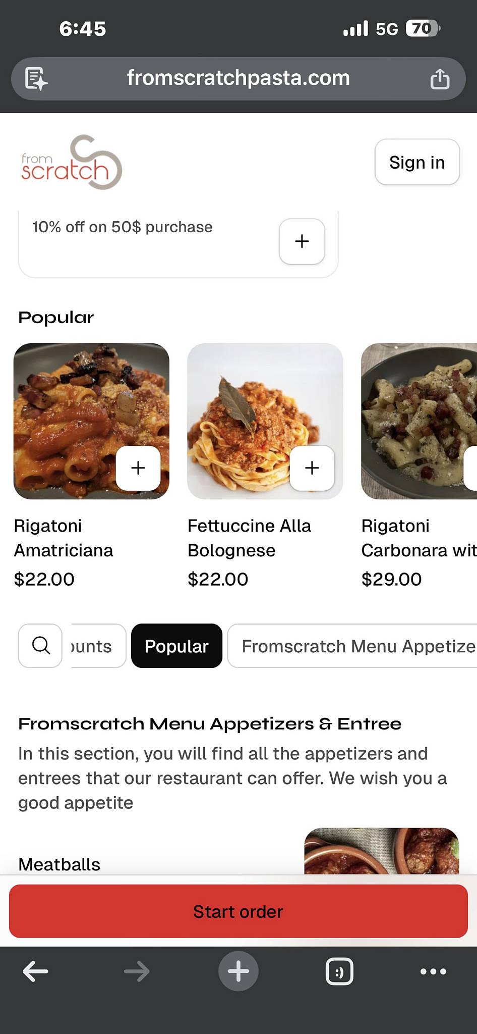 From Scratch меню