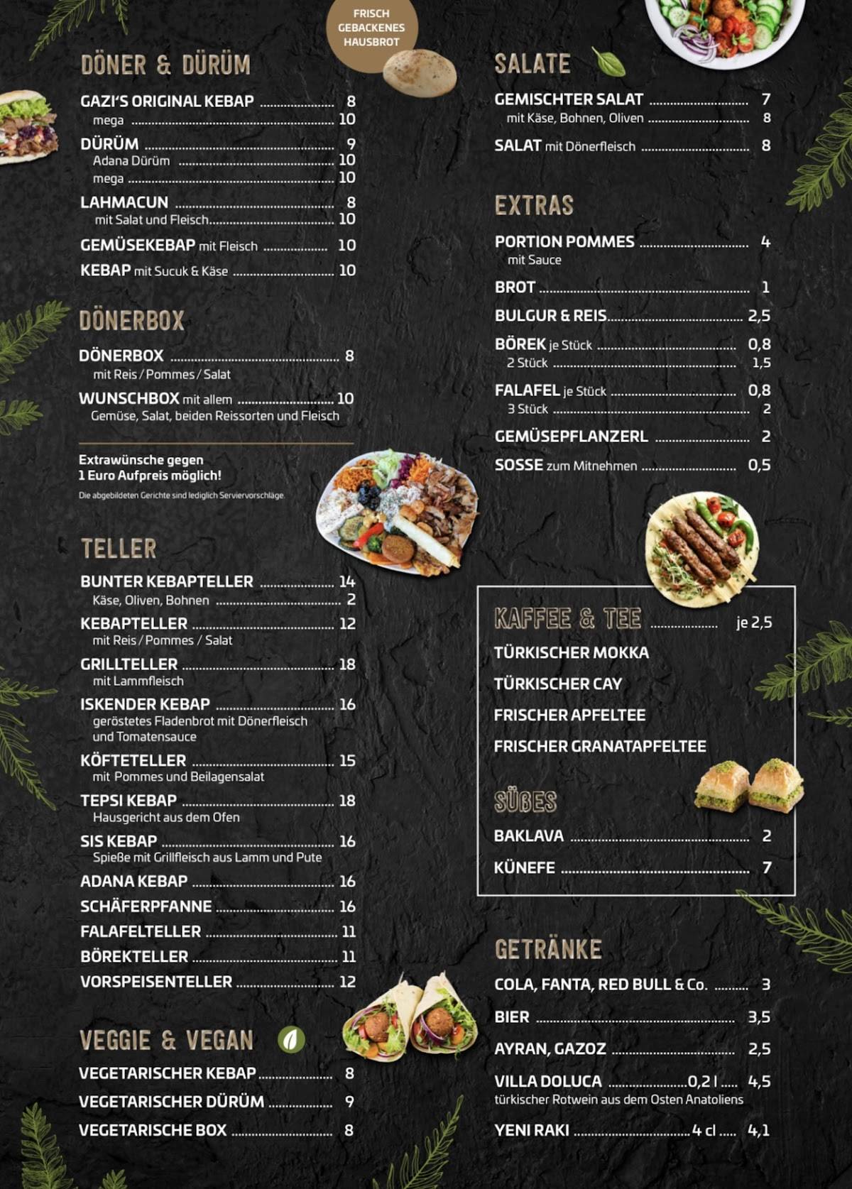 Gazi‘s Kebap меню