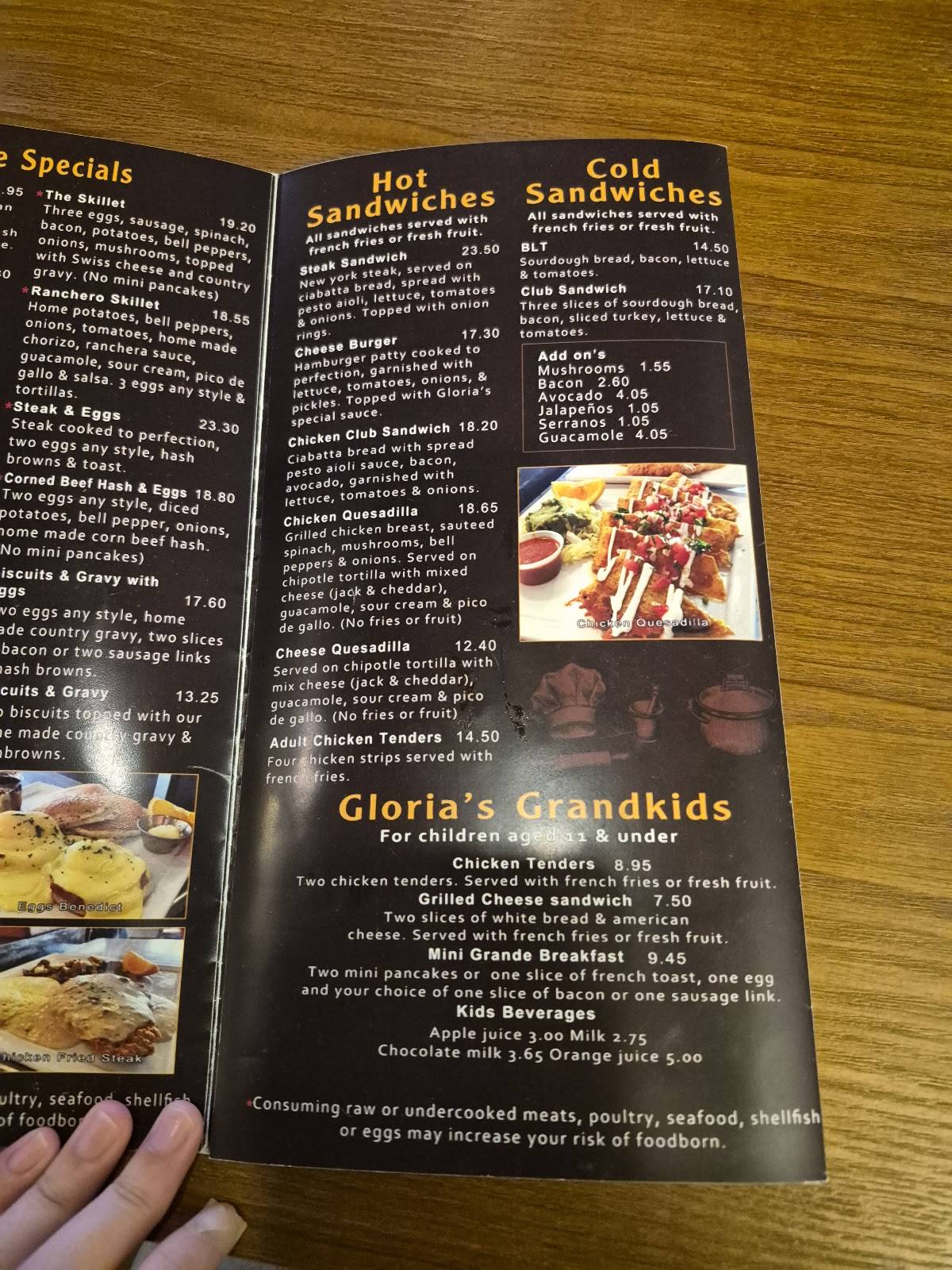 Gloria's Cafe меню