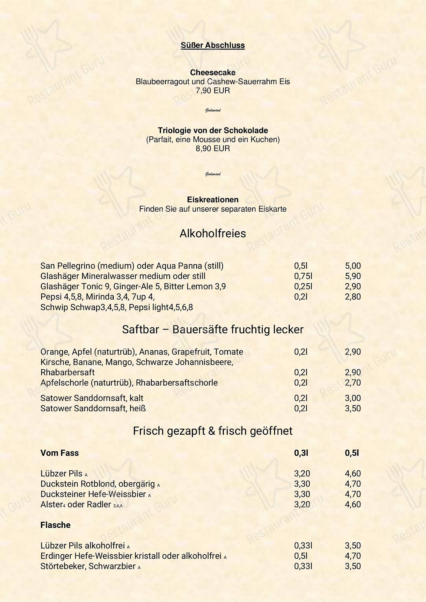Dinner Menu Hotel Godewind