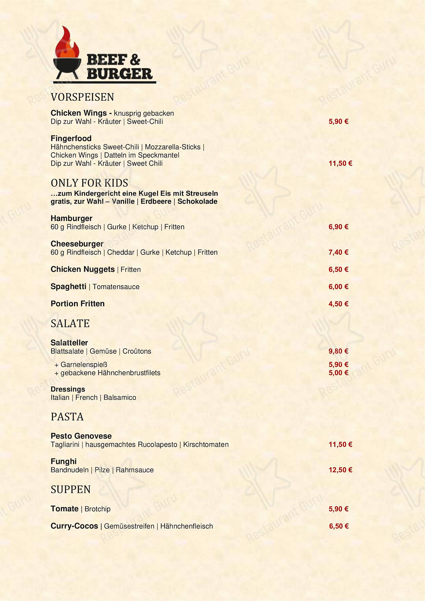 Dinner Menu Hotel Godewind
