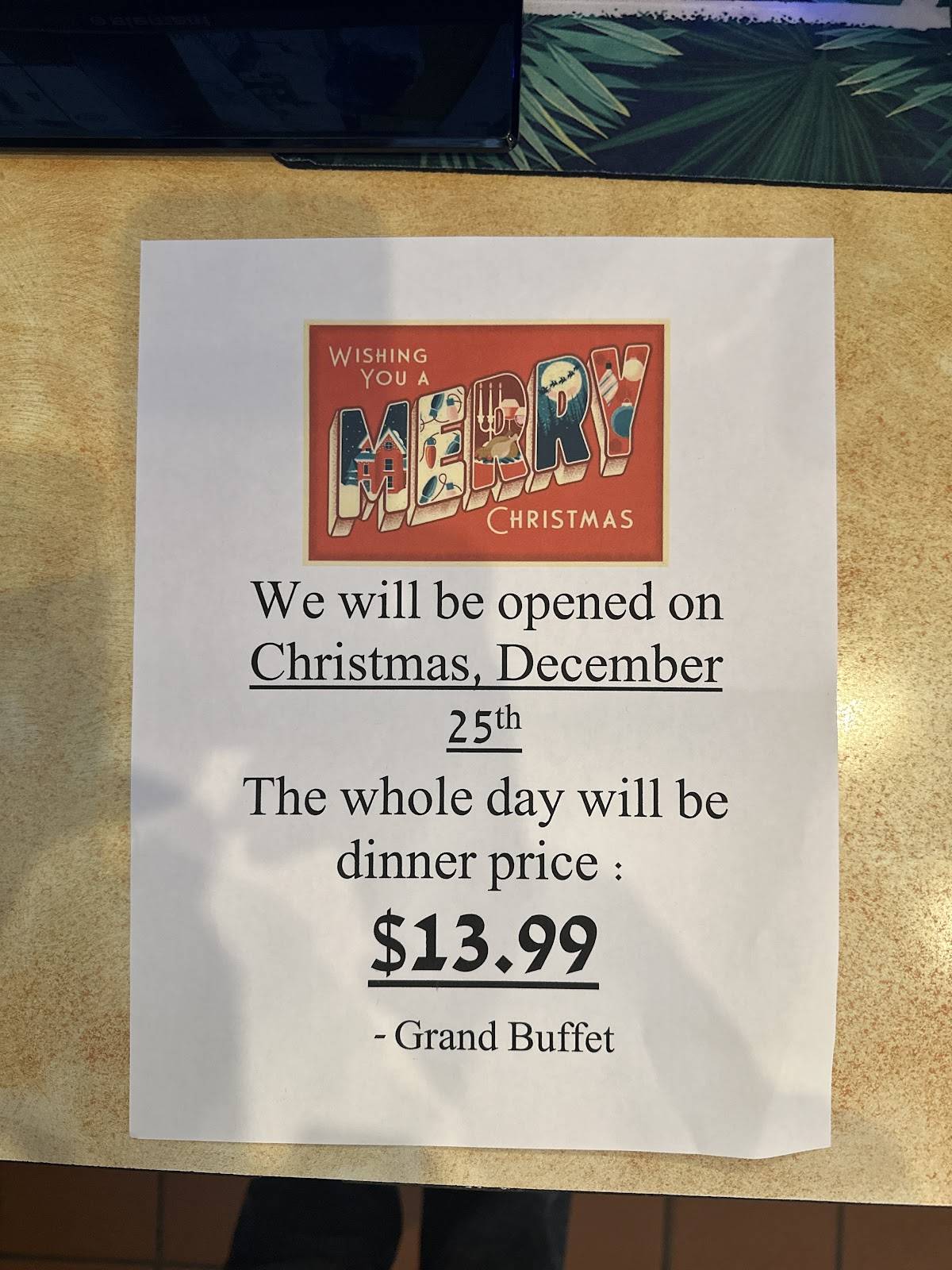 Grand Buffet меню
