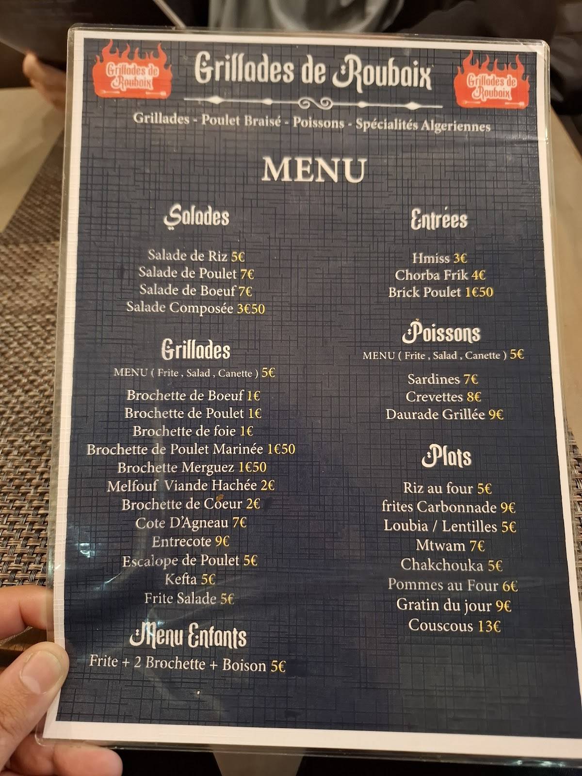 Grillades de Roubaix меню