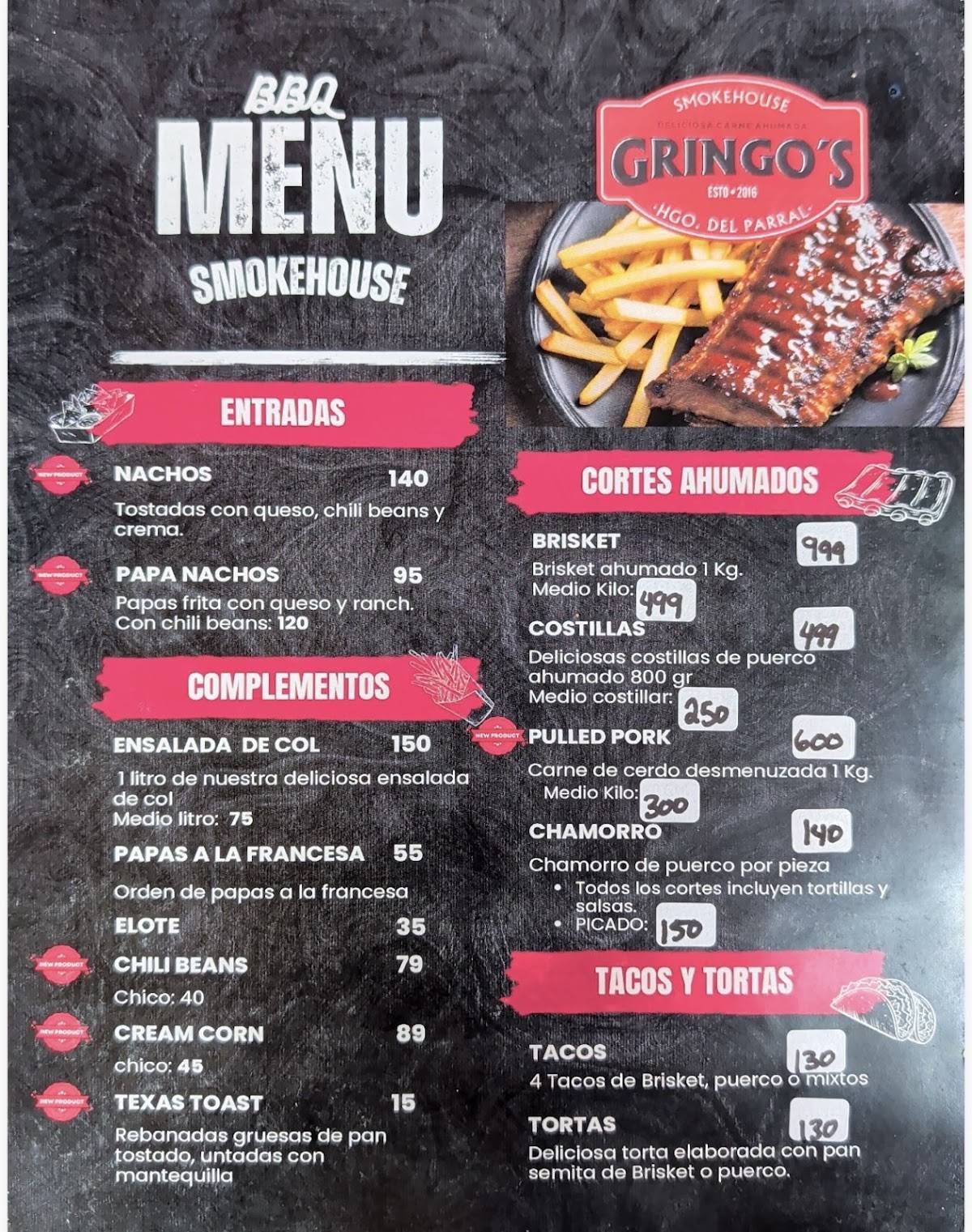 Gringo's BBQ Hidalgo del Parral меню