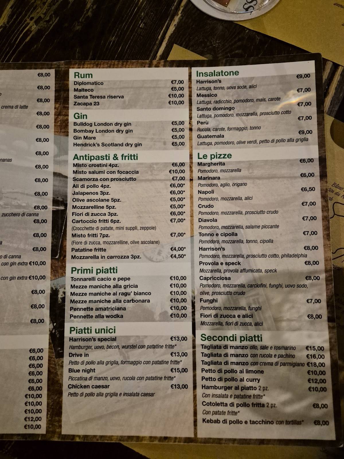 Harrison's Pub меню