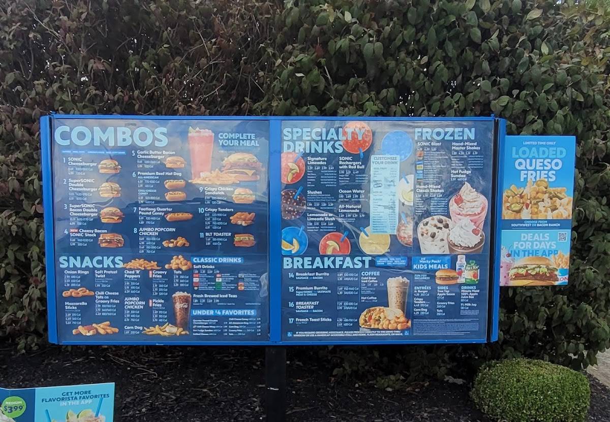 Sonic Drive-In меню