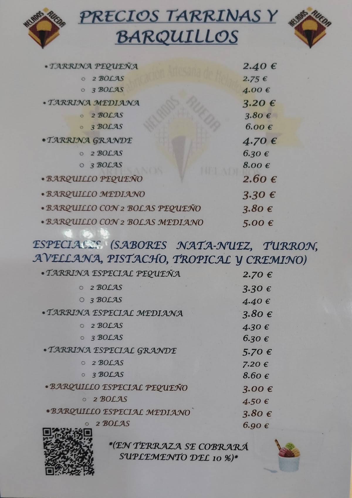 Heladería Rueda Café меню