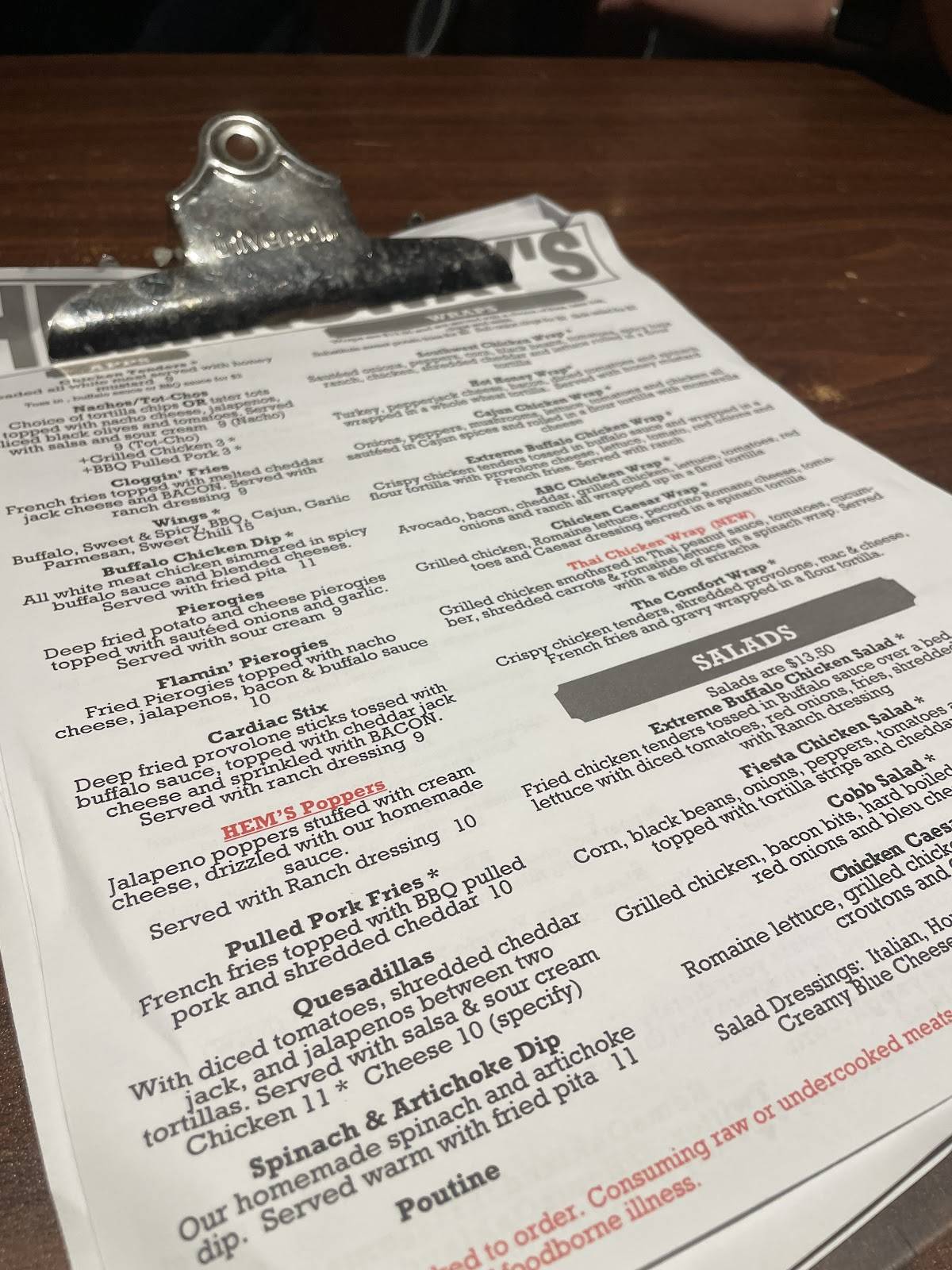 Hemingway's Cafe меню