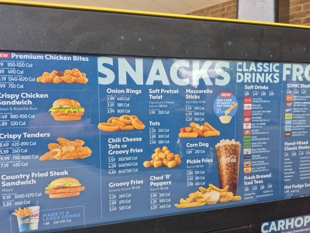 Sonic Drive-In меню