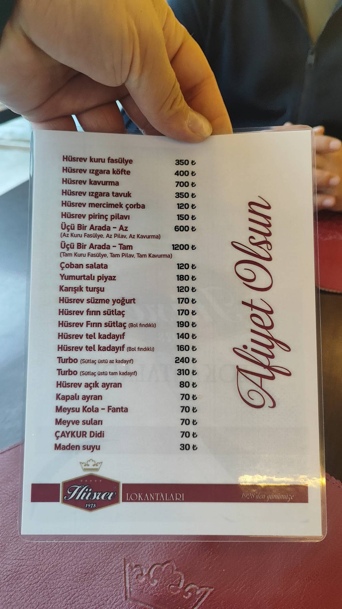 Hüsrev Lokantası меню