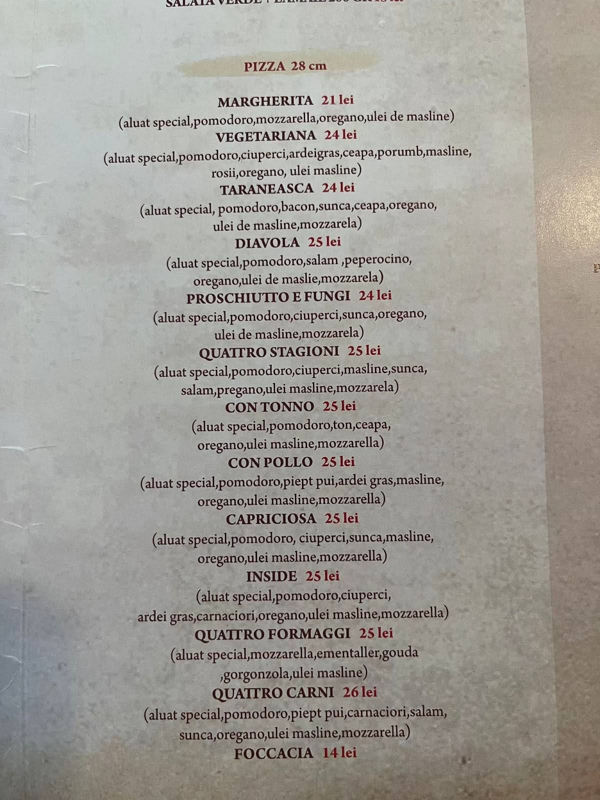 Inside Bistro меню