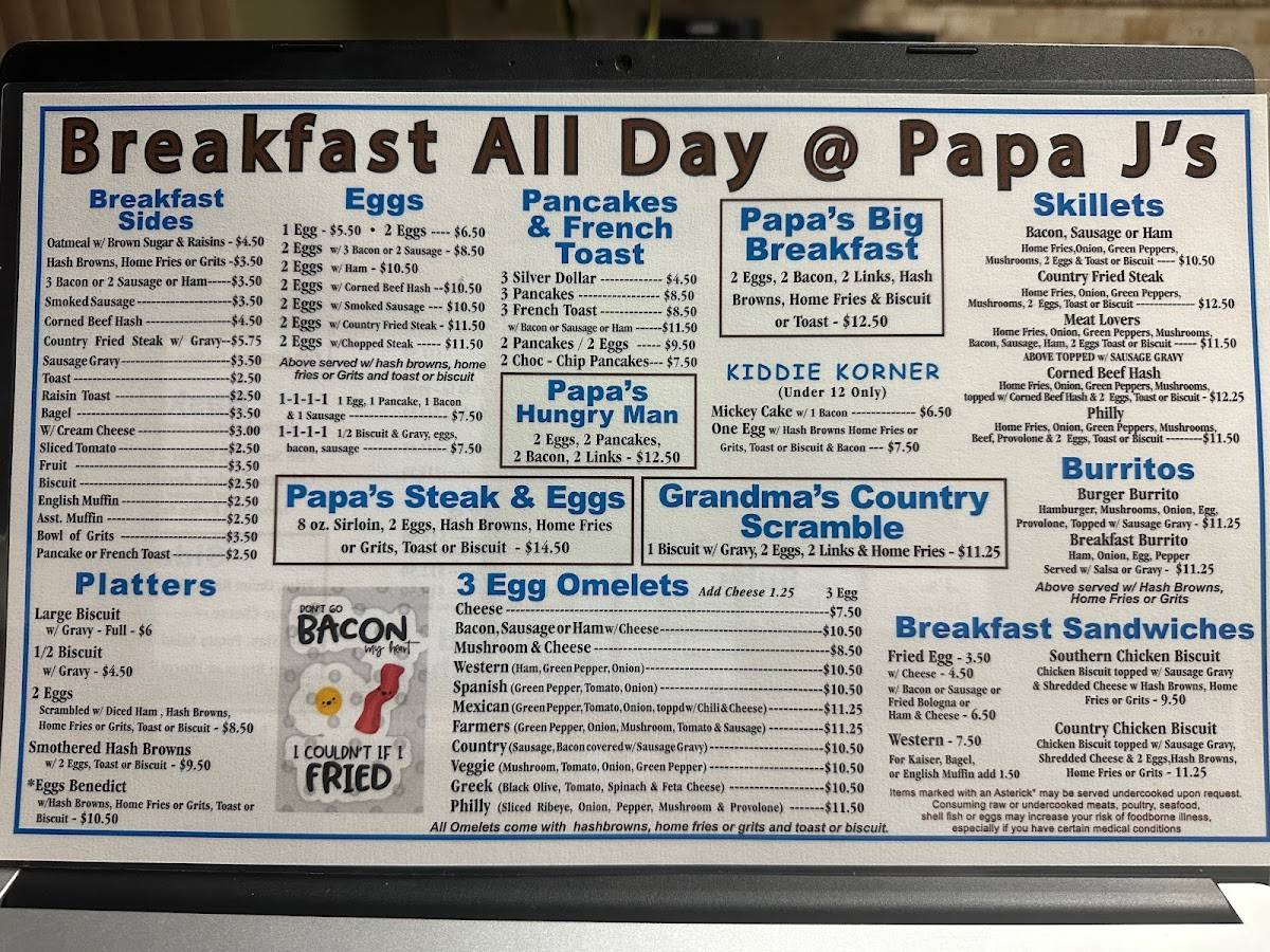 Papa J's Diner меню