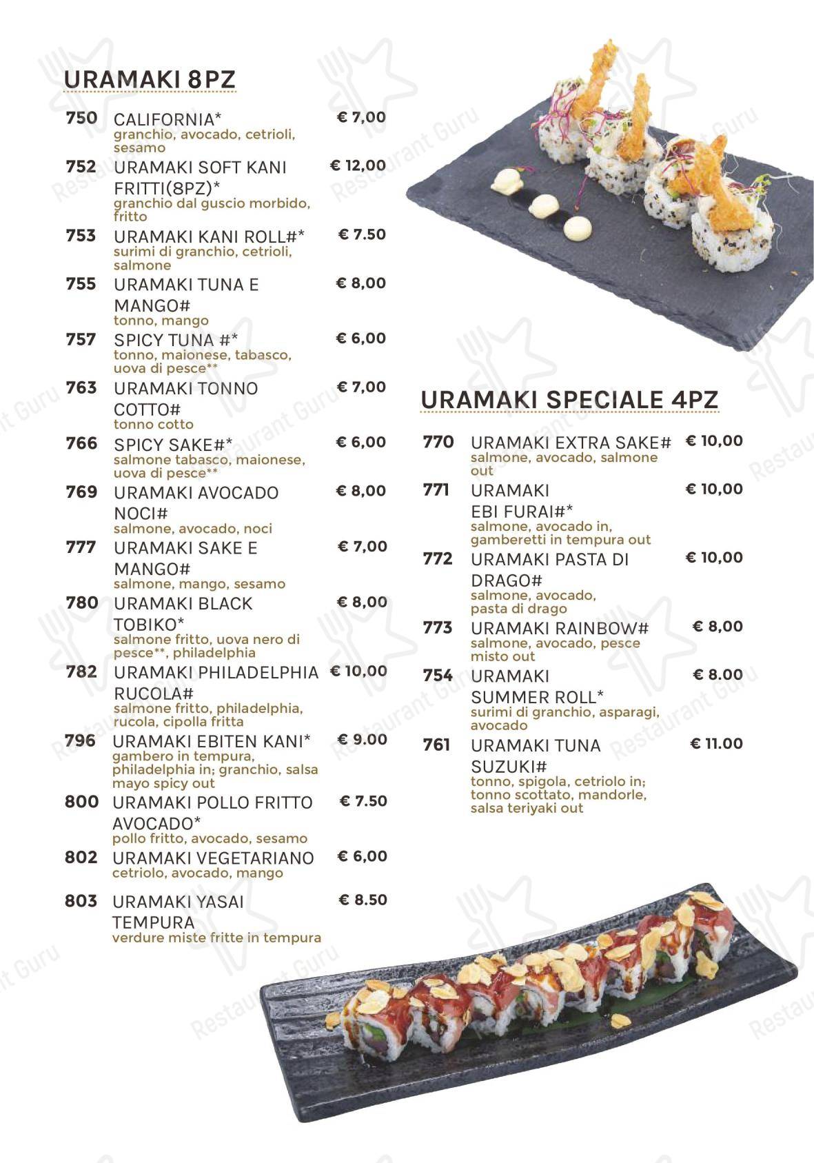 Ishin Ristorante в Риме - 菜单