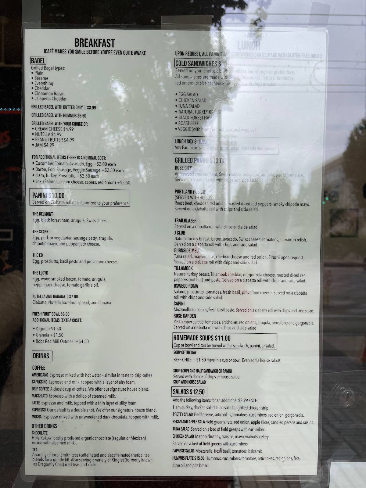 J Café меню