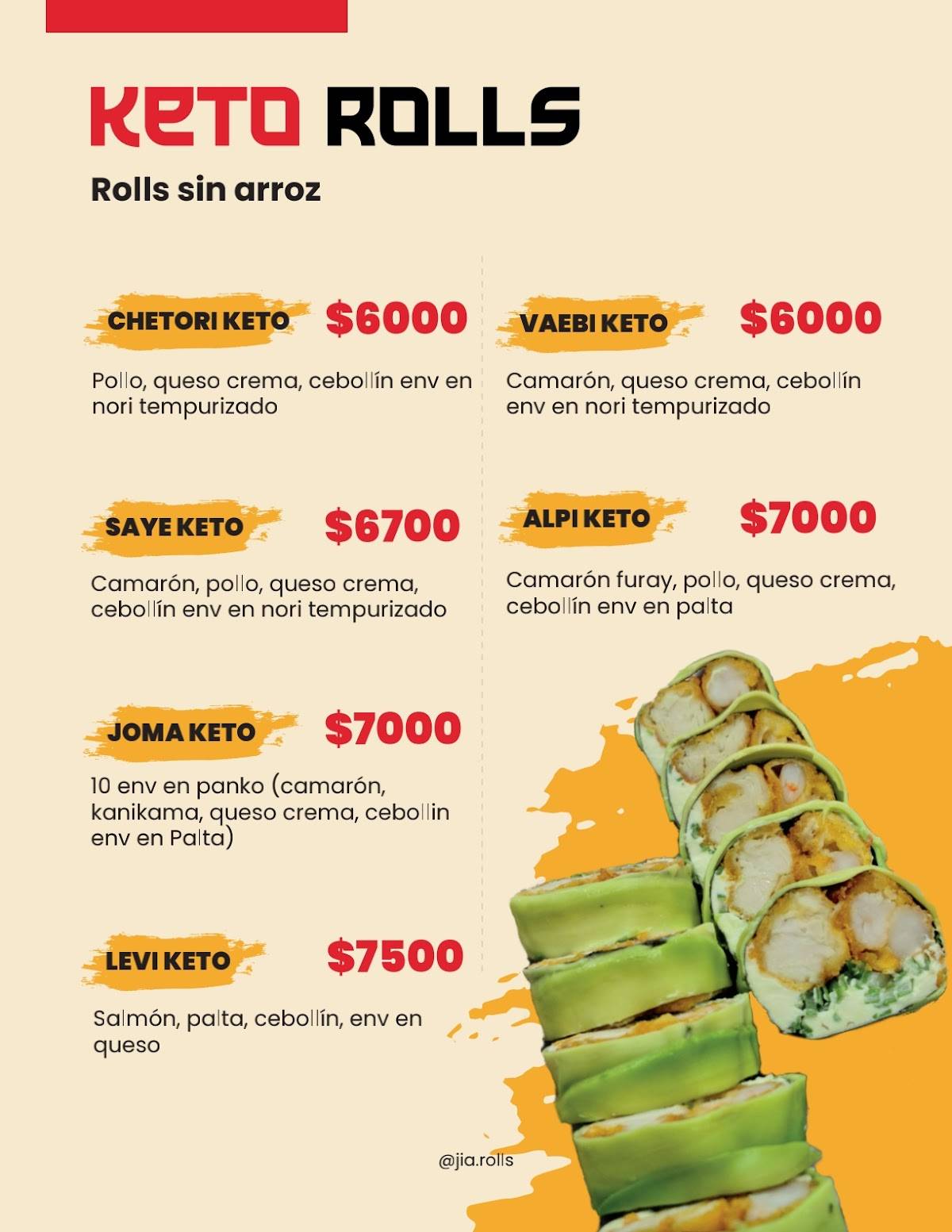 JIA ROLL´S меню