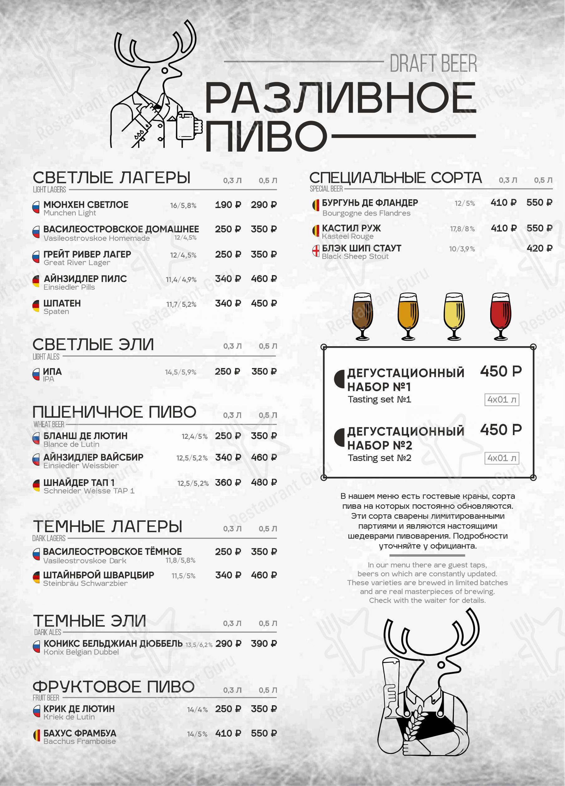 Меню Jager - еда и напитки