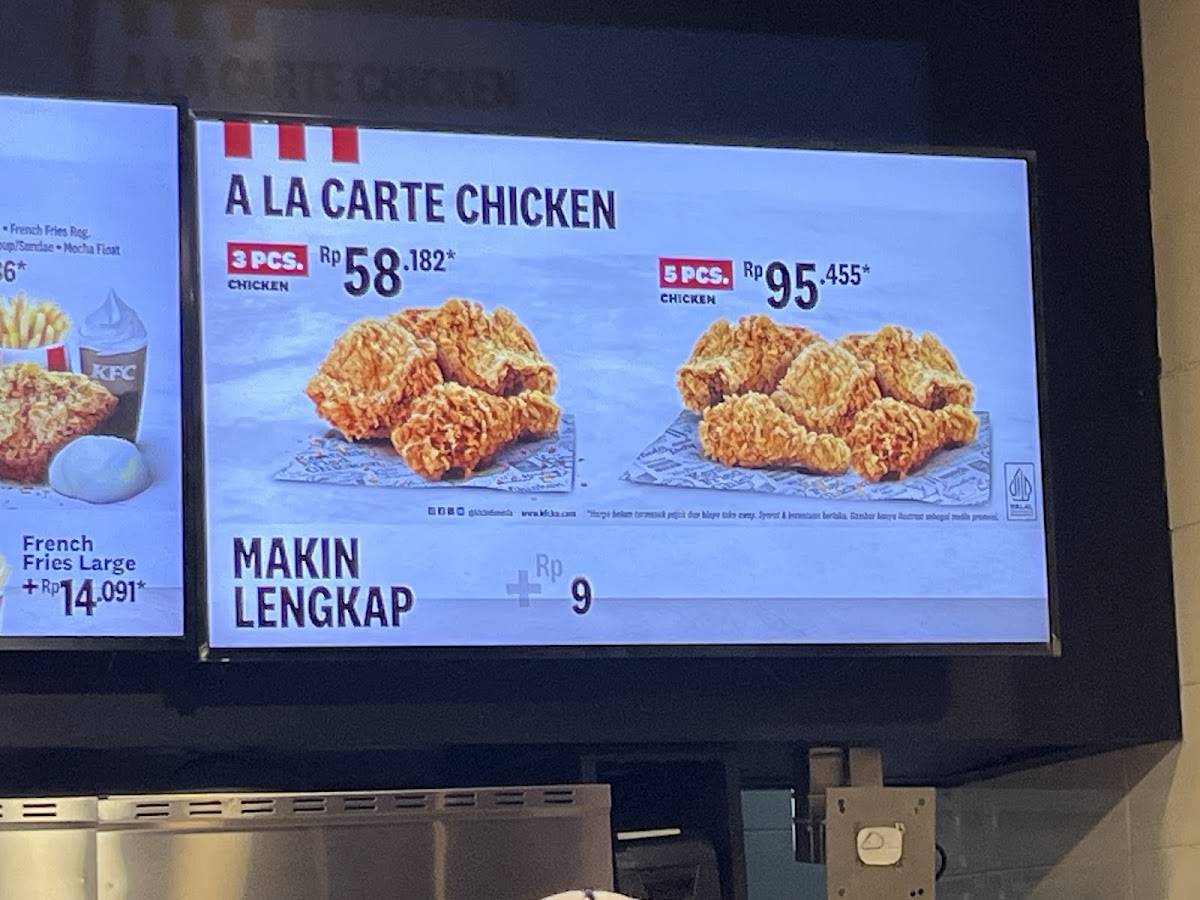 KFC Batam Centre меню