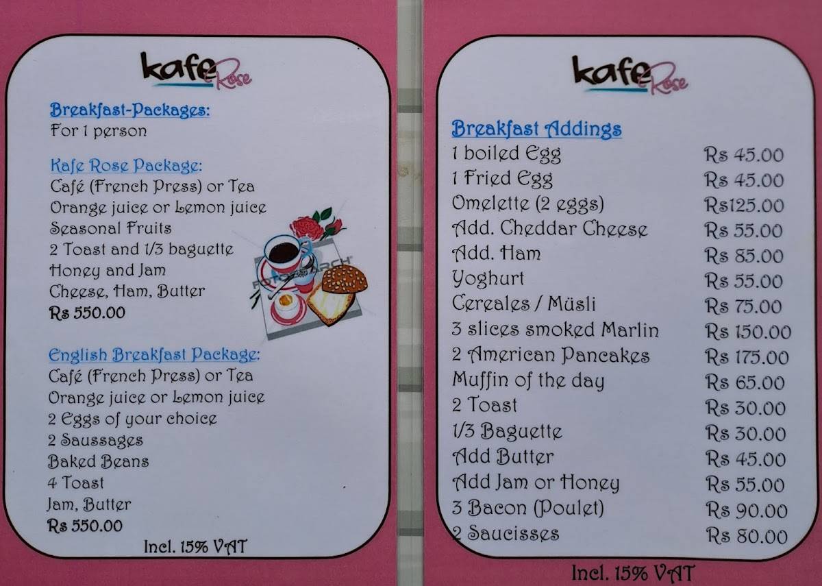 Kafe Rose меню