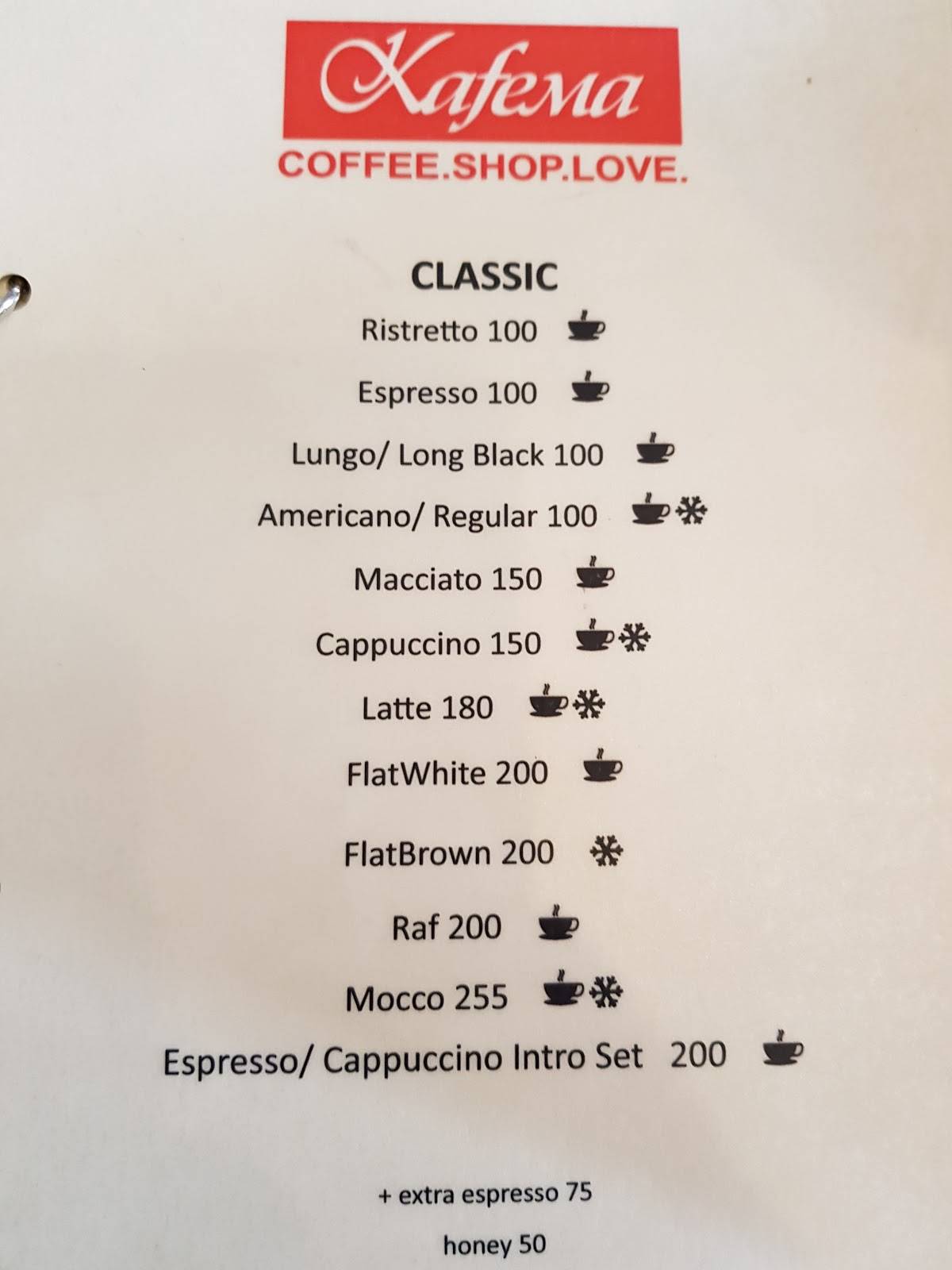 Kafema меню