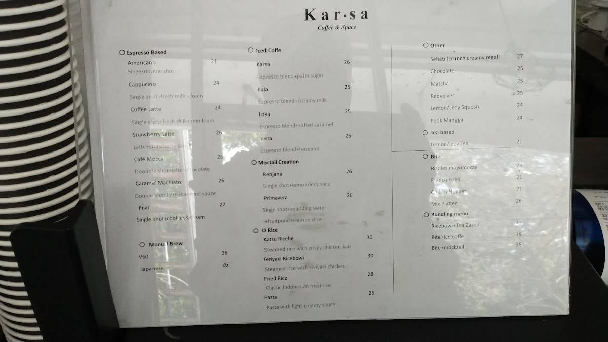 Karsa меню