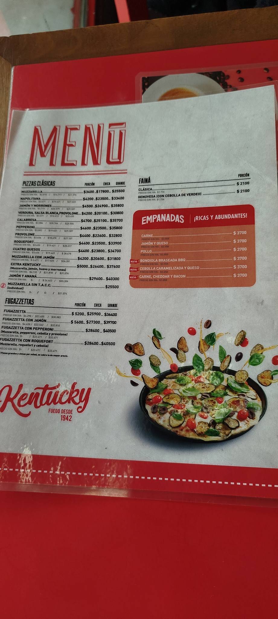 Kentucky меню