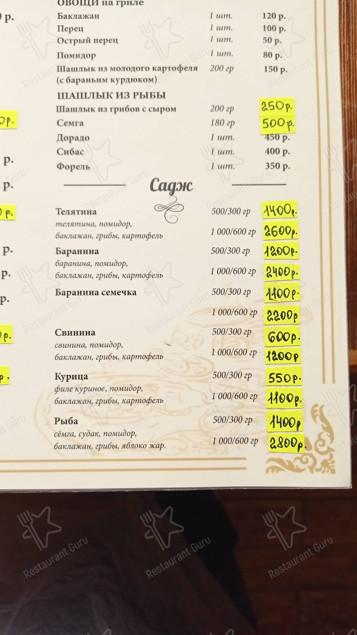 Взгляните на меню Хаят