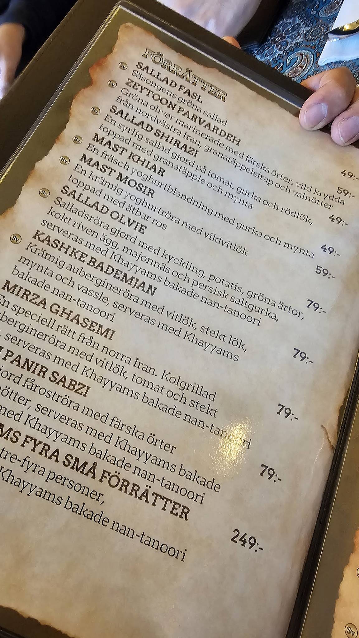 Khayyam restaurang & Grill меню
