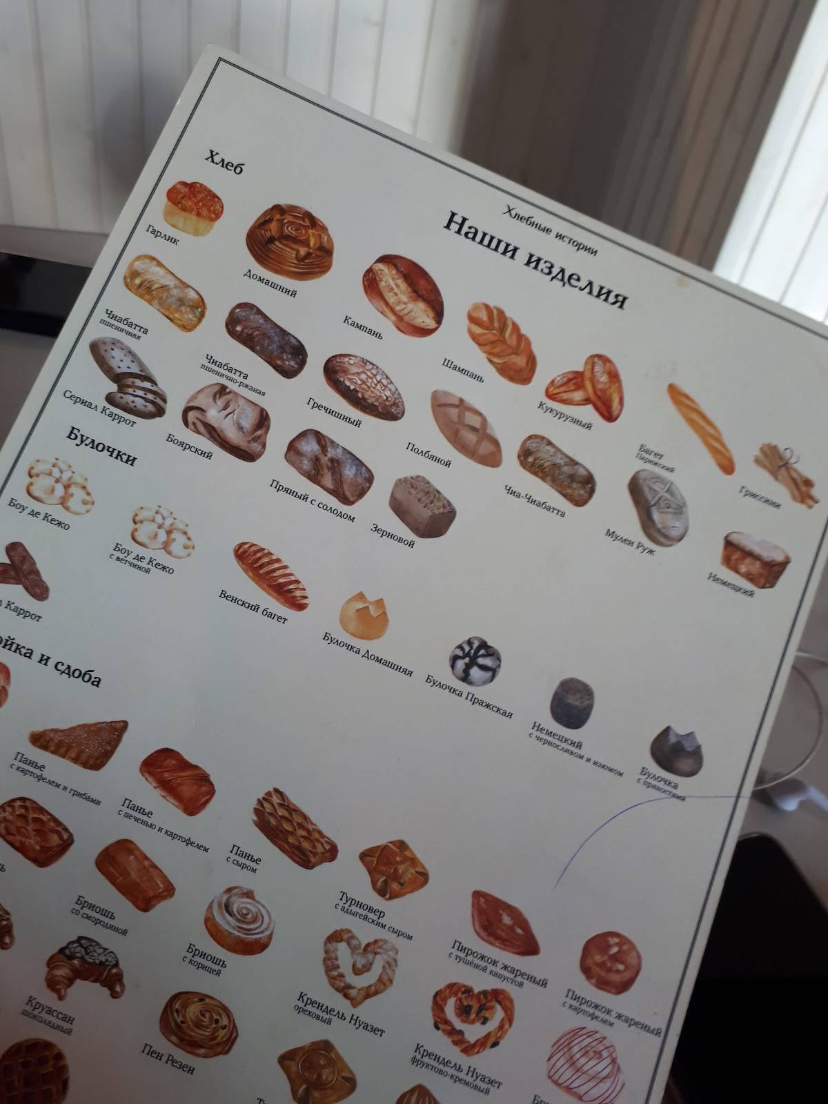 Хлебные истории меню